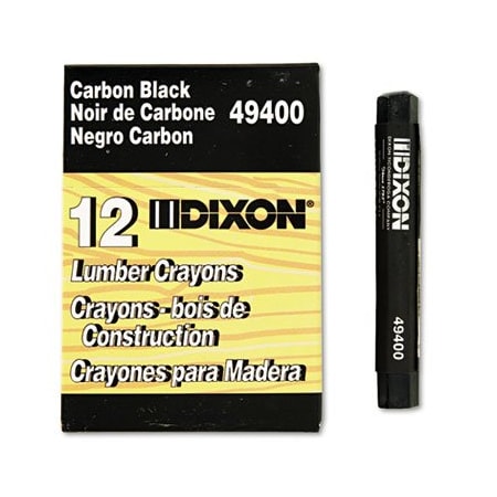 Dixon Ticonderoga Dixon, Lumber Crayons, 4 1/2 X 1/2, Carbon Black, Dozen 49400